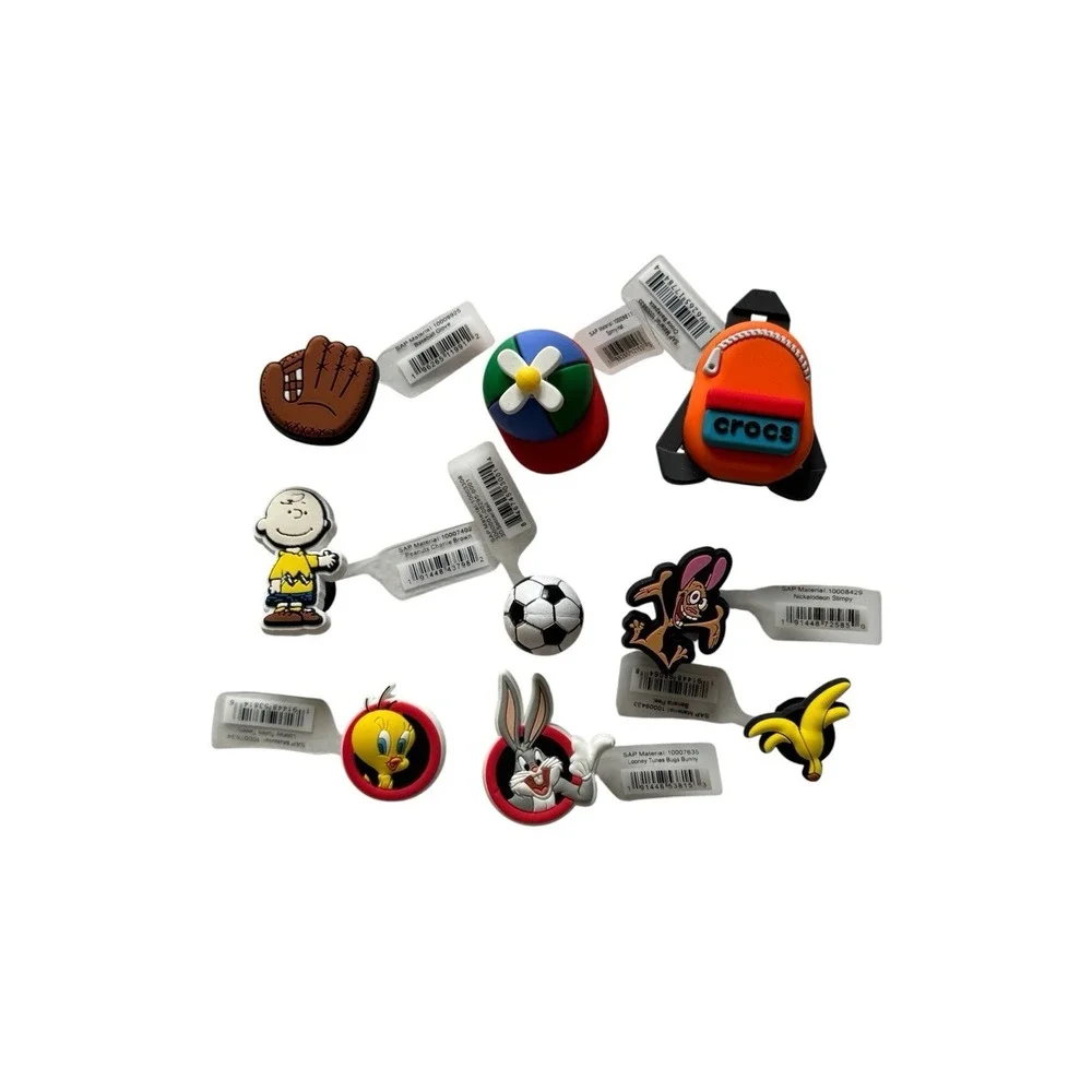 New Crocs Jibbitz Mixed Lot Shoe Charms Looney Tunes Sports Charlie Brown Unisex